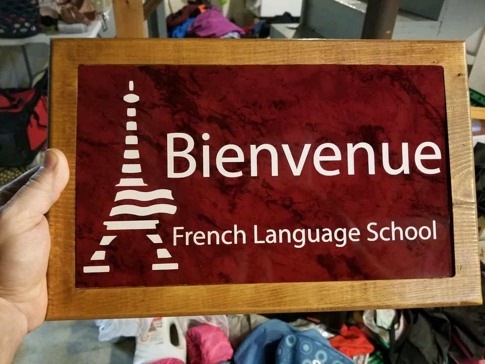 Custom Bienvenue French Language School business sign